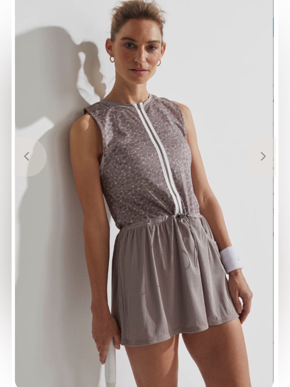 Varley Lagoda Tennis Dress in Taupe Cluster Leopard